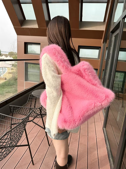 Designer Fluffy Plush Shoulder Bag