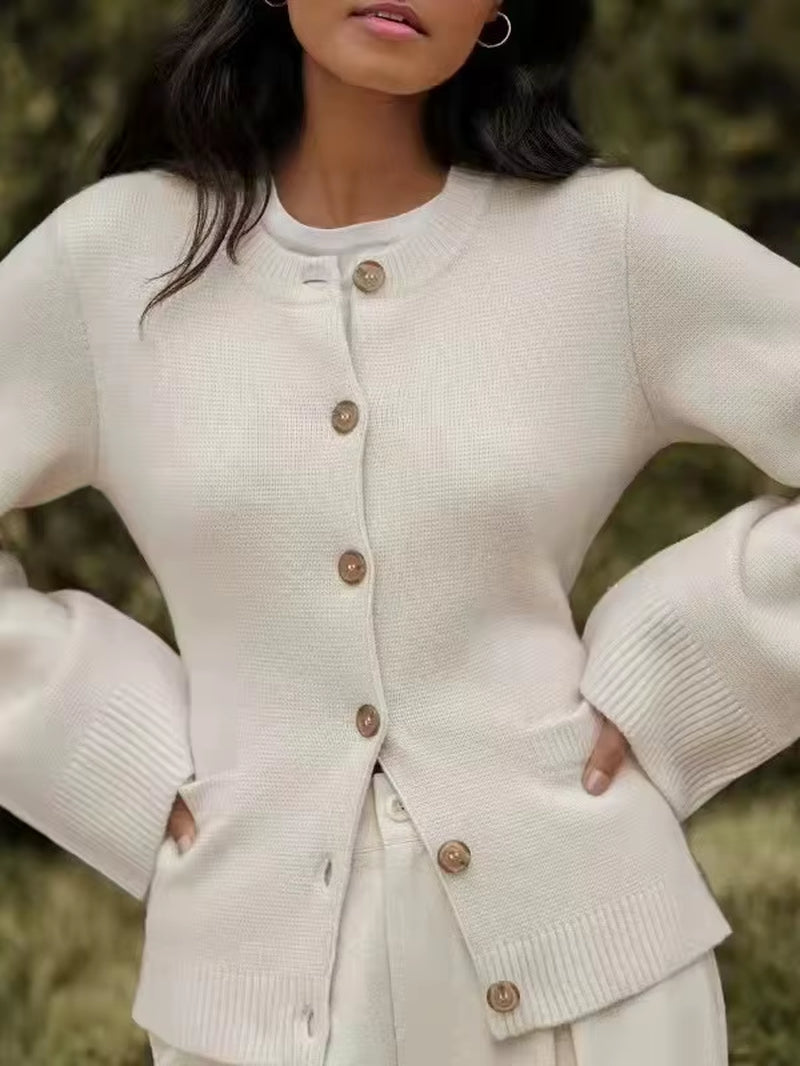 Long Sleeve Cardigan Button Knit Sweater